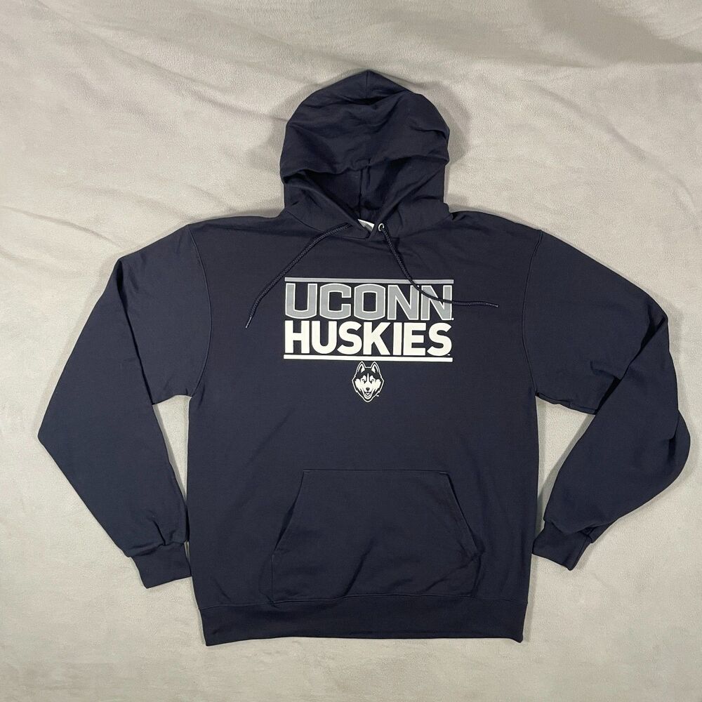 UConn Huskies Champion Sweatshirt Mens Large Navy Pullover Hoodie Athletic